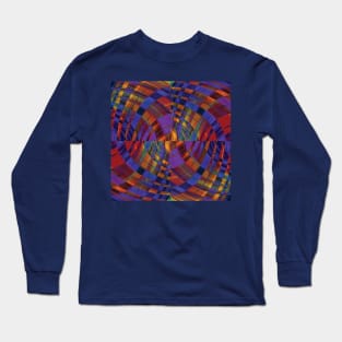 Dark Cubed Ripple Plaid Sunset Long Sleeve T-Shirt